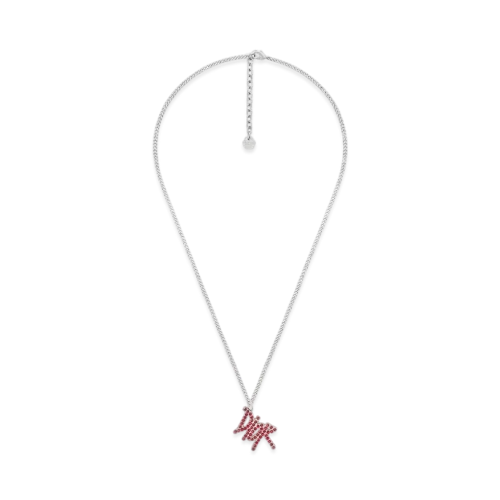 Dior x Shawn Stussy Logo Pendant Necklace "Red"