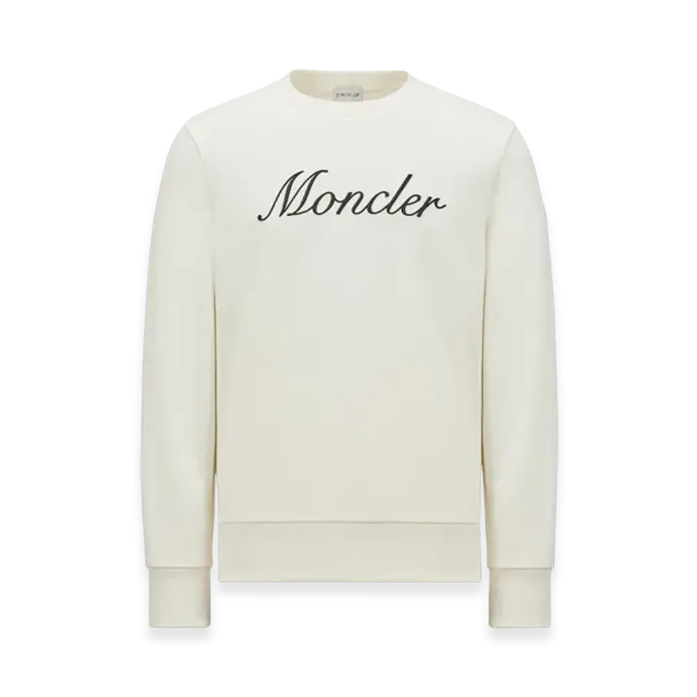 MONCLER Embroidered Logo Cotton Sweatshirt "White Ivory"
