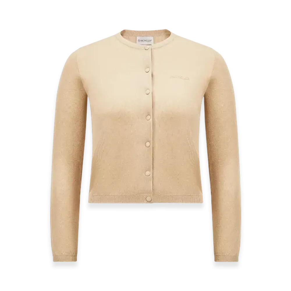 MONCLER Embroidered Logo Cotton Cardigan "Light Beige"