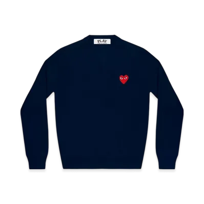 PLAY COMME des GARCONS Unisex V-Neck Sweater "Navy"