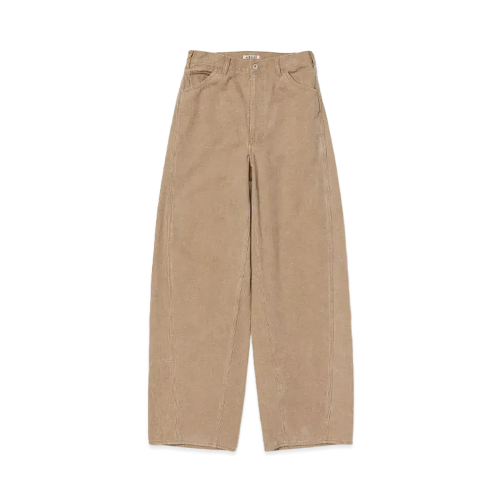 AURALEE Washed Organic Canvas Pants "Light Brown"