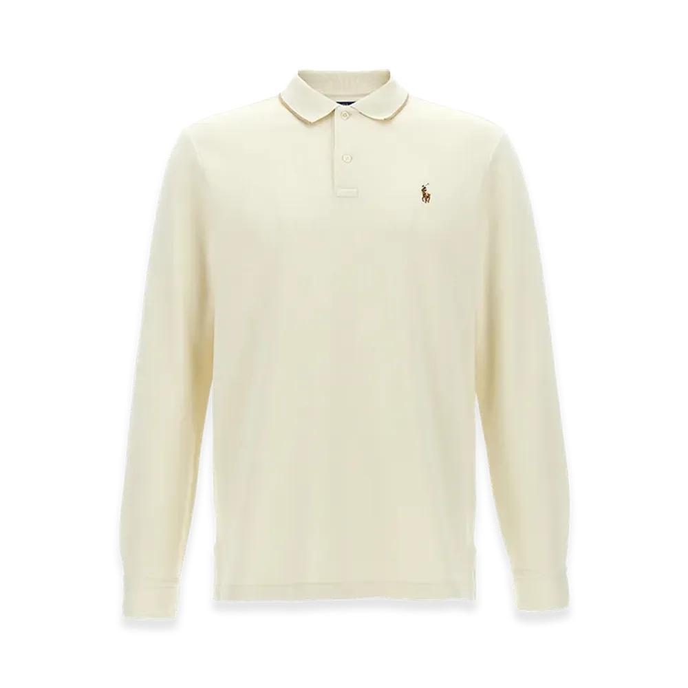 Polo Ralph Lauren Fleece Cotton Long Sleeve Polo Shirt "Beige"
