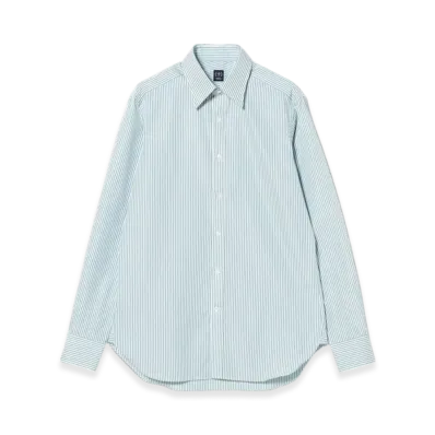 BEAMS London Stripe Cotton Regular Collar Shirt "Blue"