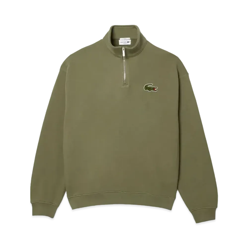 LACOSTE Half Zip Stand Up Collar Sweat "Khaki Olive"