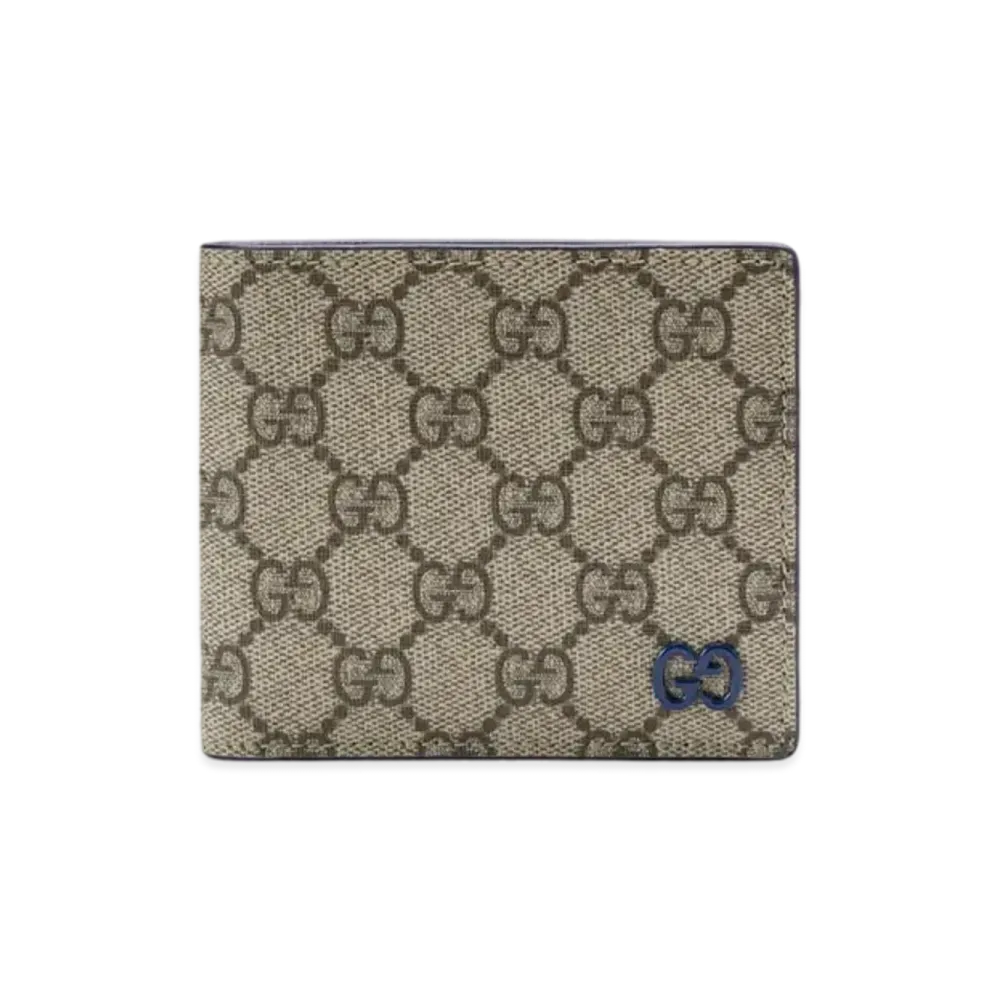 GUCCI Wallet With GG Detail GG Supreme "Beige/Ebony/Blue"