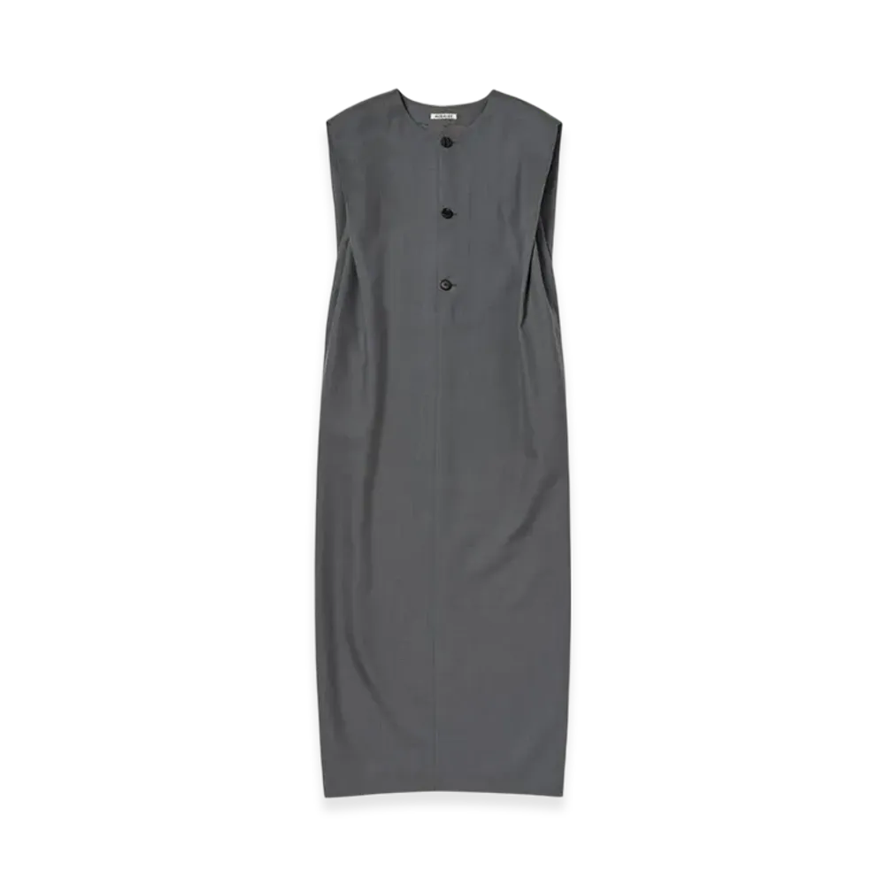 AURALEE Women's Structured Wool Double Cloth Sleeveless Dress "Top Gray"