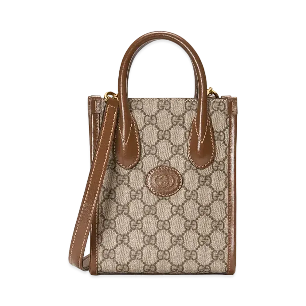 GUCCI Mini-Tote Bag with Interlocking G "Beige/Ebony"