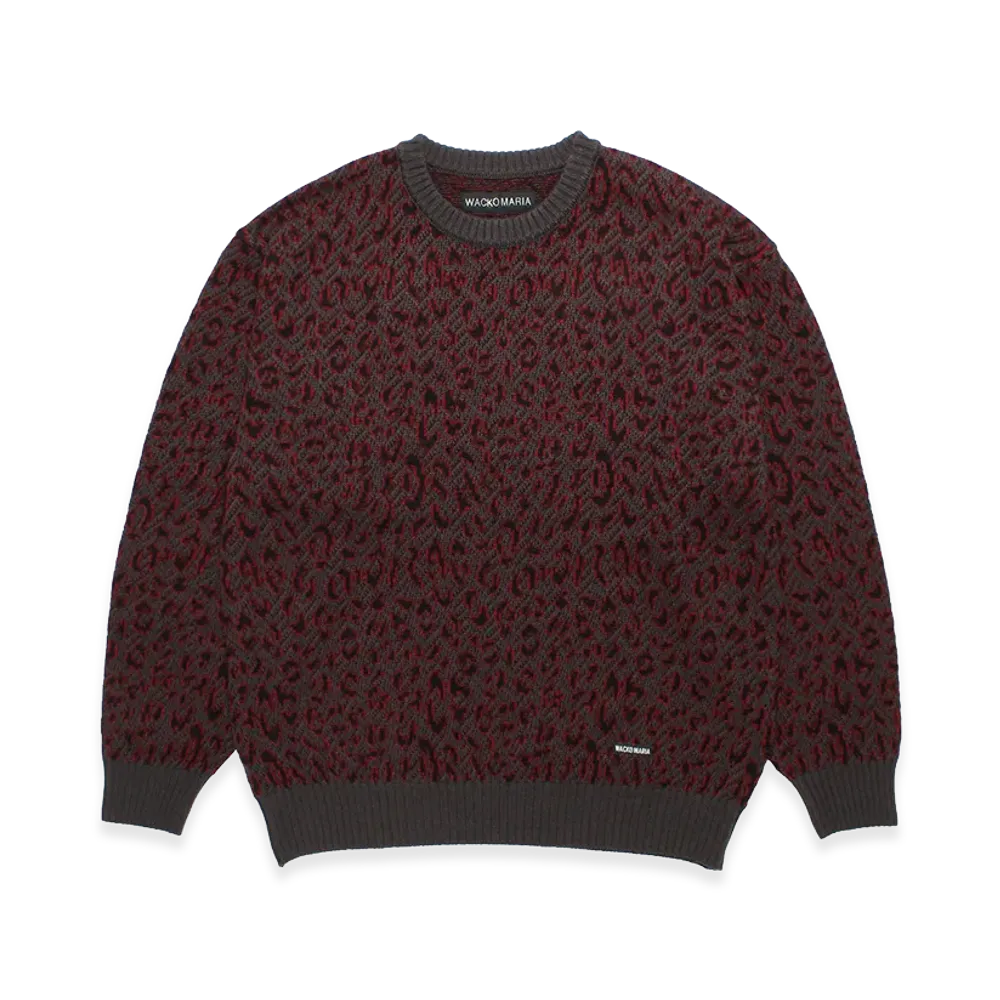 WACKO MARIA Leopard Jacquard Knit Sweater "Charcoal"