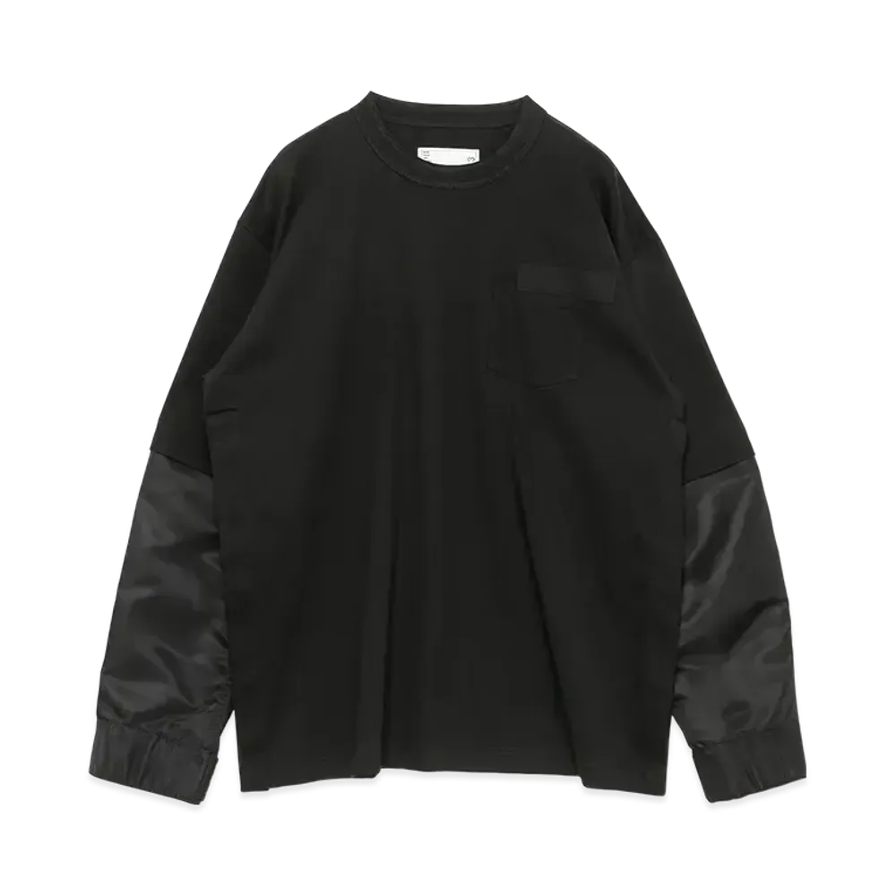 sacai Nylon Twill x Cotton Jersey L/S T-Shirt "Black/Black"