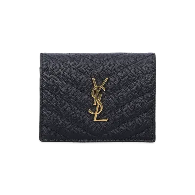 Saint Laurent Women's "Cassandre" Small Wallet "Black"