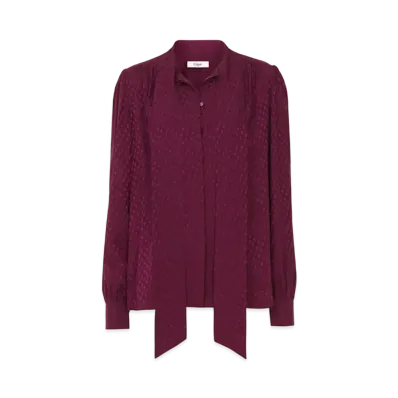 Chloe Lavalliere Blouse In Silk Jacquard "Maroon Pink"