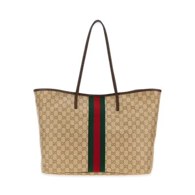 GUCCI Women's GG Canvas Large Tribeca Shopping Bag "Beige"