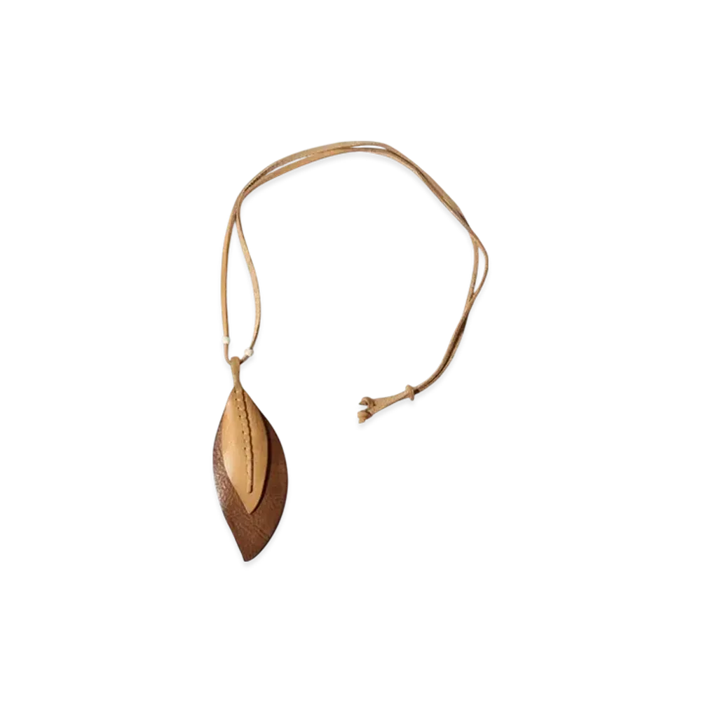 BEAMS Exclusive MOTORATORY / Leaf Necklace "Ntural/Brown"