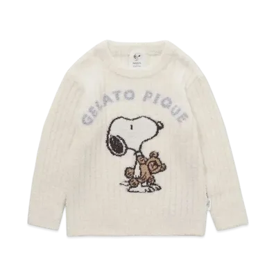 GELATO PIQUE x PEANUTS Kids Snoopy x Bear Jacquard Pullover "Off White"