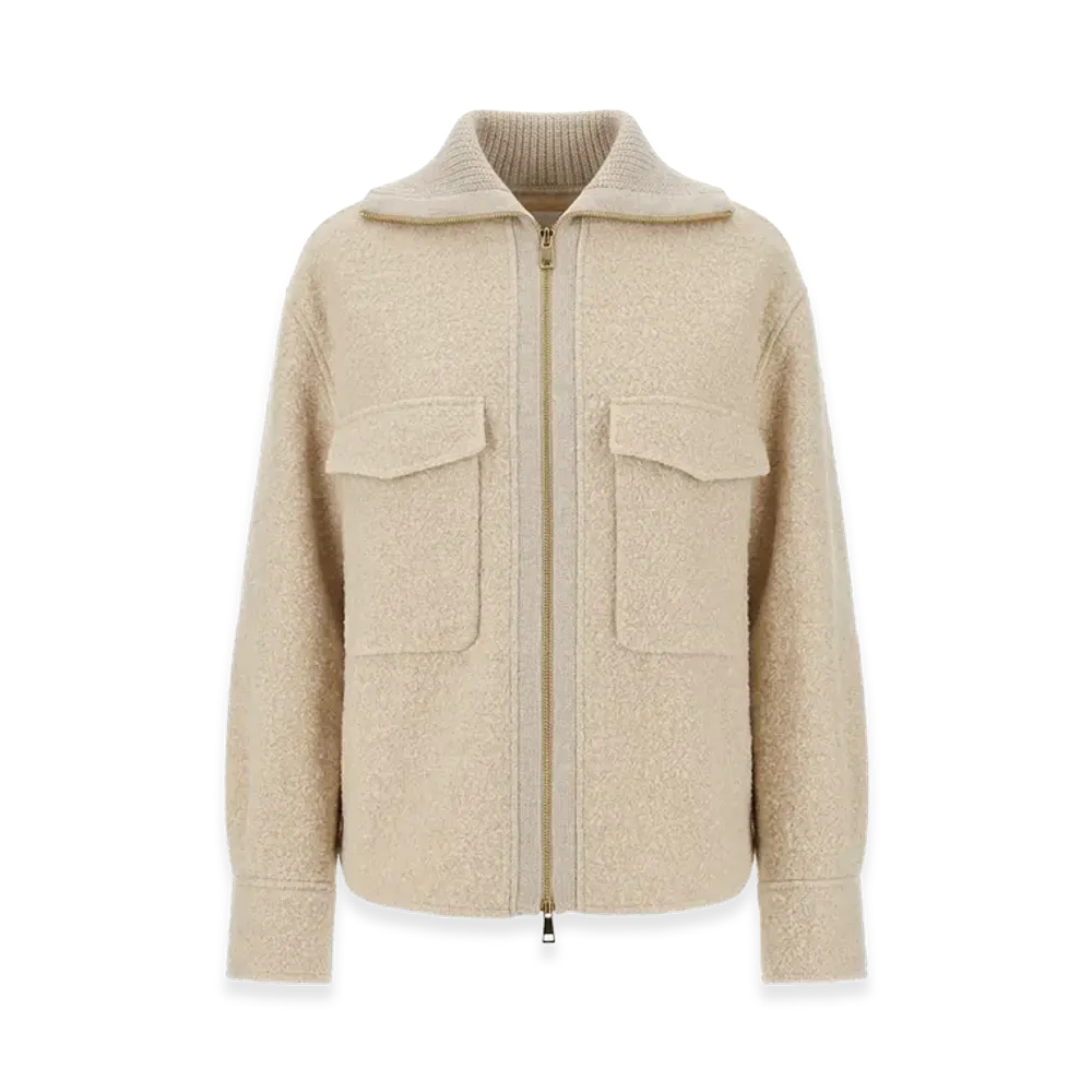 MONCLER Women's Zipped Overshirt "Beige/White"