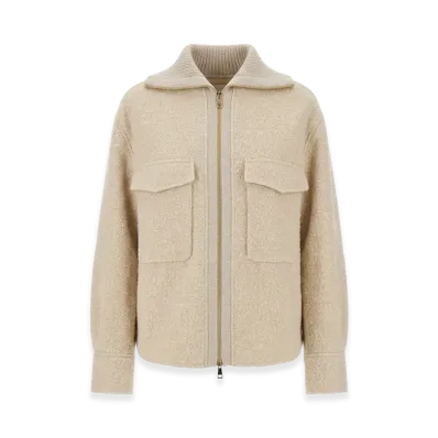 MONCLER Women's Zipped Overshirt "Beige/White"