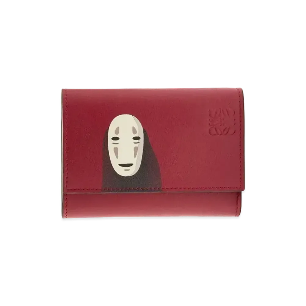 LOEWE x Spirited Away Kaonashi Small Vertical Wallet In Classic Calfskin "Rouge"