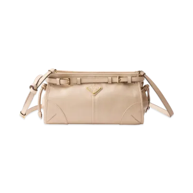 PRADA Bonnie Small Leather Shoulder Bag "Travertine"