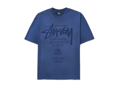 Stussy World Tour Tee "Sun Faded Navy"