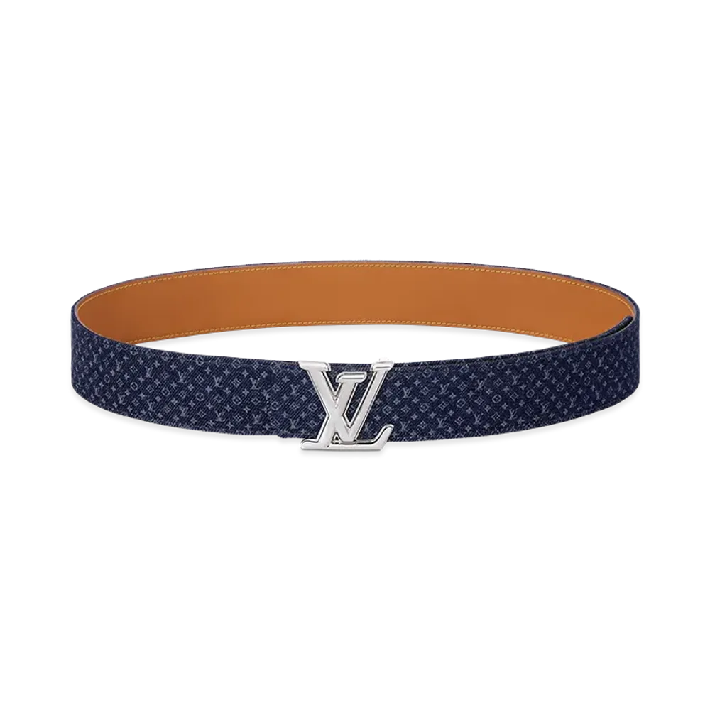 Louis Vuitton Belt LV Dimension Monogram Reflective Denim 40mm Reversible "Blue, Tan"