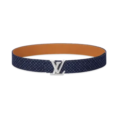 Louis Vuitton Belt LV Dimension Monogram Reflective Denim 40mm Reversible "Blue, Tan"