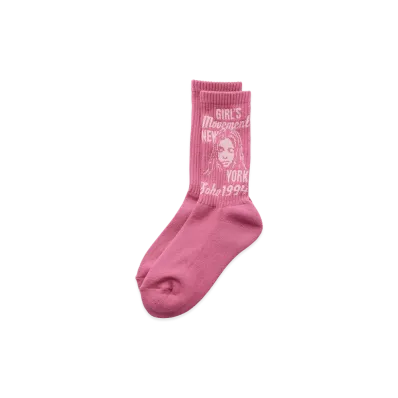 X-Girl Women's Mix Logo & Face Rib Socks "Pink"
