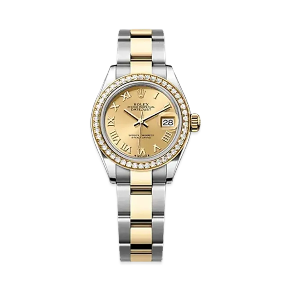 ROLEX Lady-Datejust 28mm Oystersteel & Yellow Gold Diamond 279383RBR "Champagne-colour"