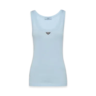 PRADA Women's Ribbed Knit Jersey Tank Top "Astro"