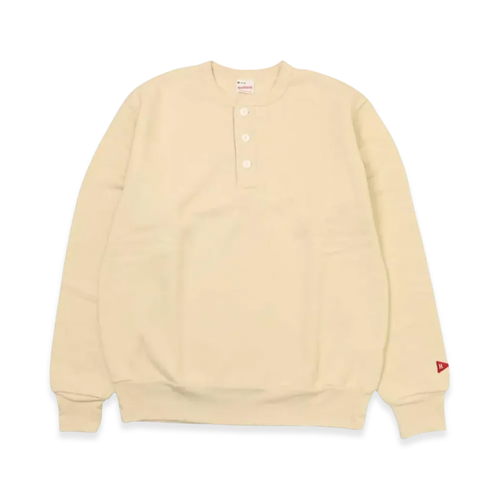 HealthKnit Classic Sweatshirt Henley Neck Long Sleeve "Beige"