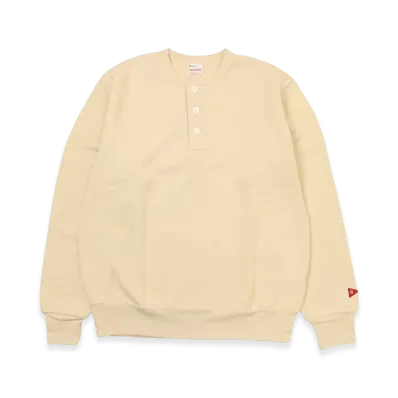 HealthKnit Classic Sweatshirt Henley Neck Long Sleeve "Beige"