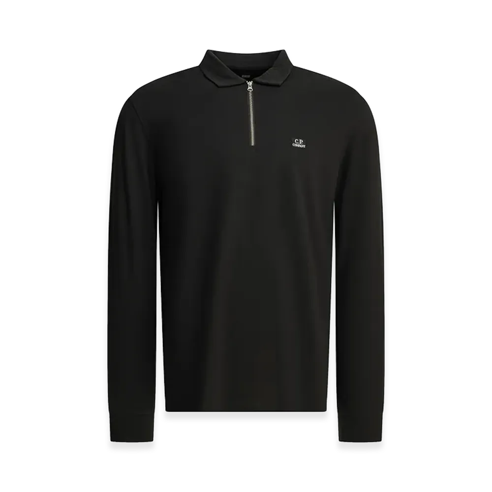 C.P. Company Half-Zip Polo Shirt with Logo "Black"
