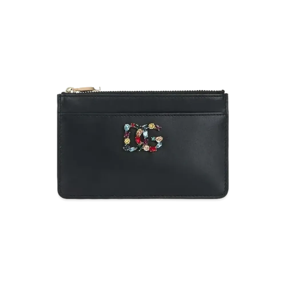 Dolce&Gabbana Card Case Calfskin DG Rhinestone "Black"