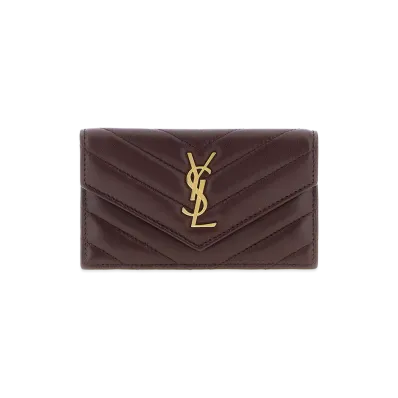Saint Laurent Women's 'Fragments' Card Holder "Bordeaux"