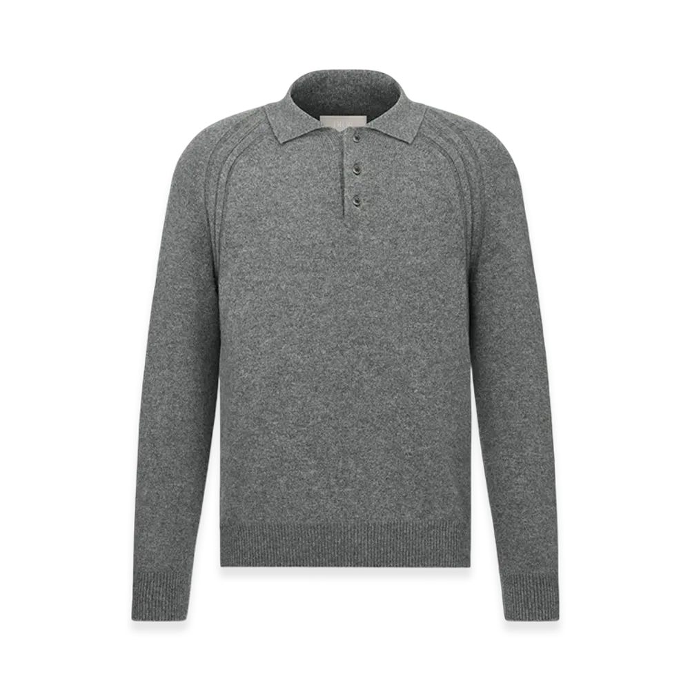 Dior Icons Long-Sleeved Cashmere Jersey Polo Shirt "Gray"