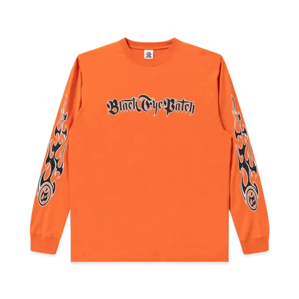 Black Eye Patch Tribal Flames L/S Tee "Orange"