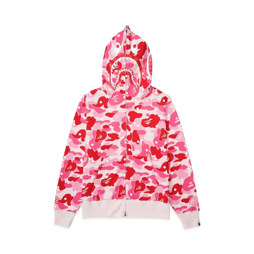A BATHING APE Abc Dot Shark Full Zip Hoodie "Pink"