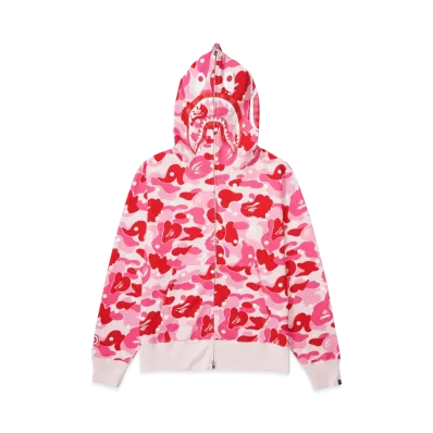 A BATHING APE Abc Dot Shark Full Zip Hoodie "Pink"