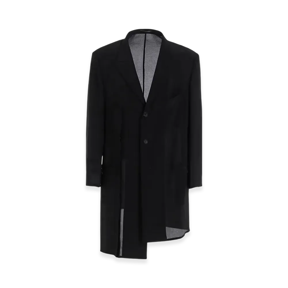 Yohji Yamamoto POUR HOMME 12M Silk Decine Asymmetry Jacket "Black"