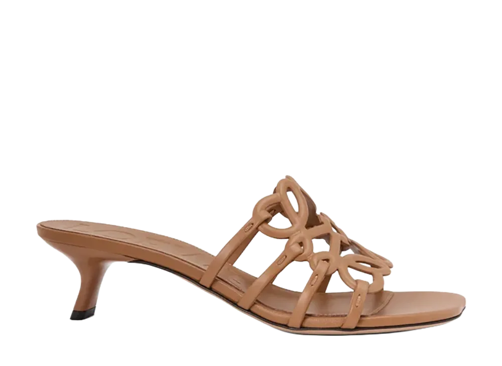 LOEWE Women's Petal Anagram Slide in Soft Calfskin "Camel"