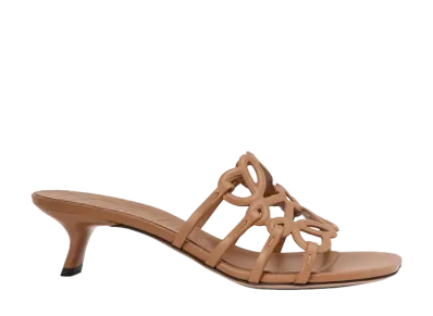 LOEWE Women's Petal Anagram Slide in Soft Calfskin "Camel"