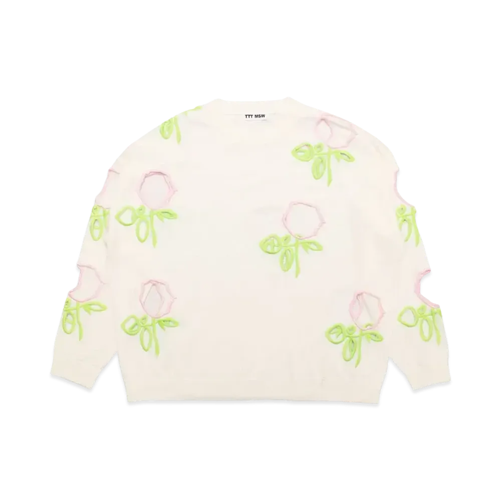 TTT MSW Flower Embroidery Pullover Knit "White"