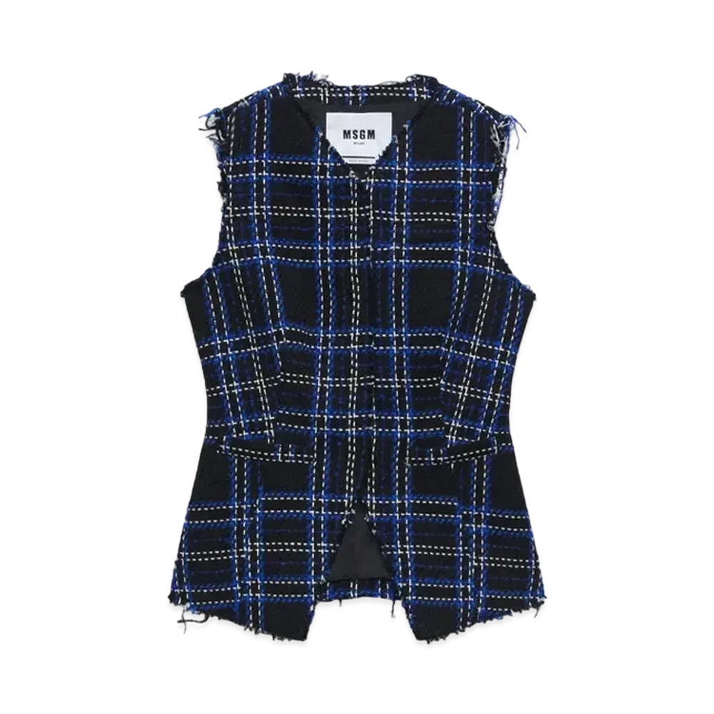 MSGM Tweed Maxi-Check Vest "Green"