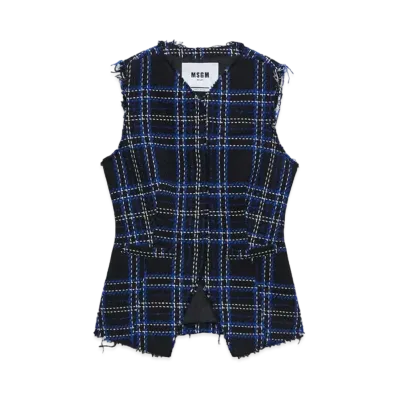 MSGM Tweed Maxi-Check Vest "Green"