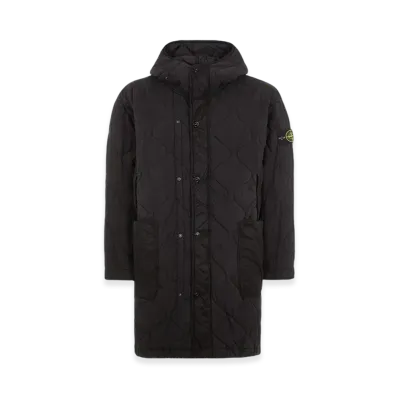 Stone Island 70133 50 Fili Quilted-TC Lightweight Brushed Nylon Cotton Canvas Padded Hooded Parka - 23FW "Black"