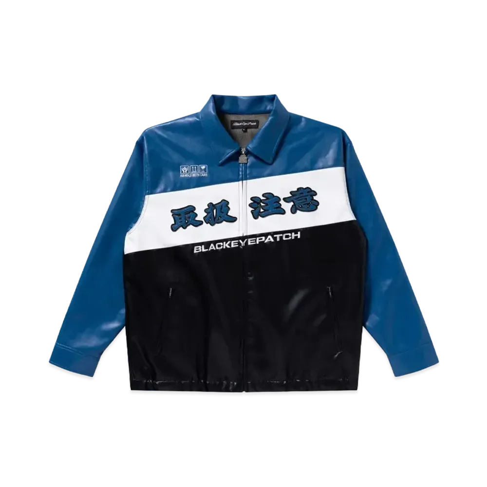 Blackeyepatch HWC Faux Leather Racing Jacket "Blue"