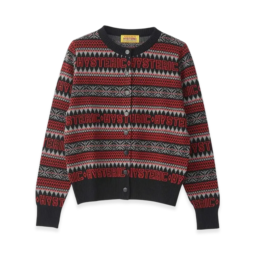 HYSTERIC GLAMOUR Hysteric Nordic Jacquard Cardigan "Black/Multicolor"
