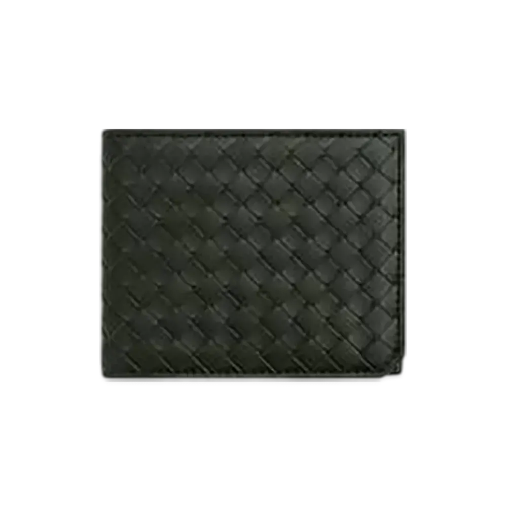 Bottega Veneta Intrecciato Piccolo Bi-Fold Wallet "Dark Green"