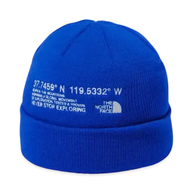 The North Face Embroidered Barred Beanie "TNF Blue"