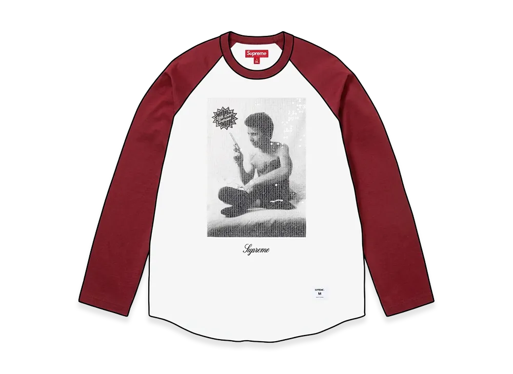 Supreme x Larry Clark Sequin Raglan L/S Top "Burgundy"