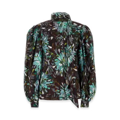 GUCCI Women's Printed Twill Blouse "Blue"